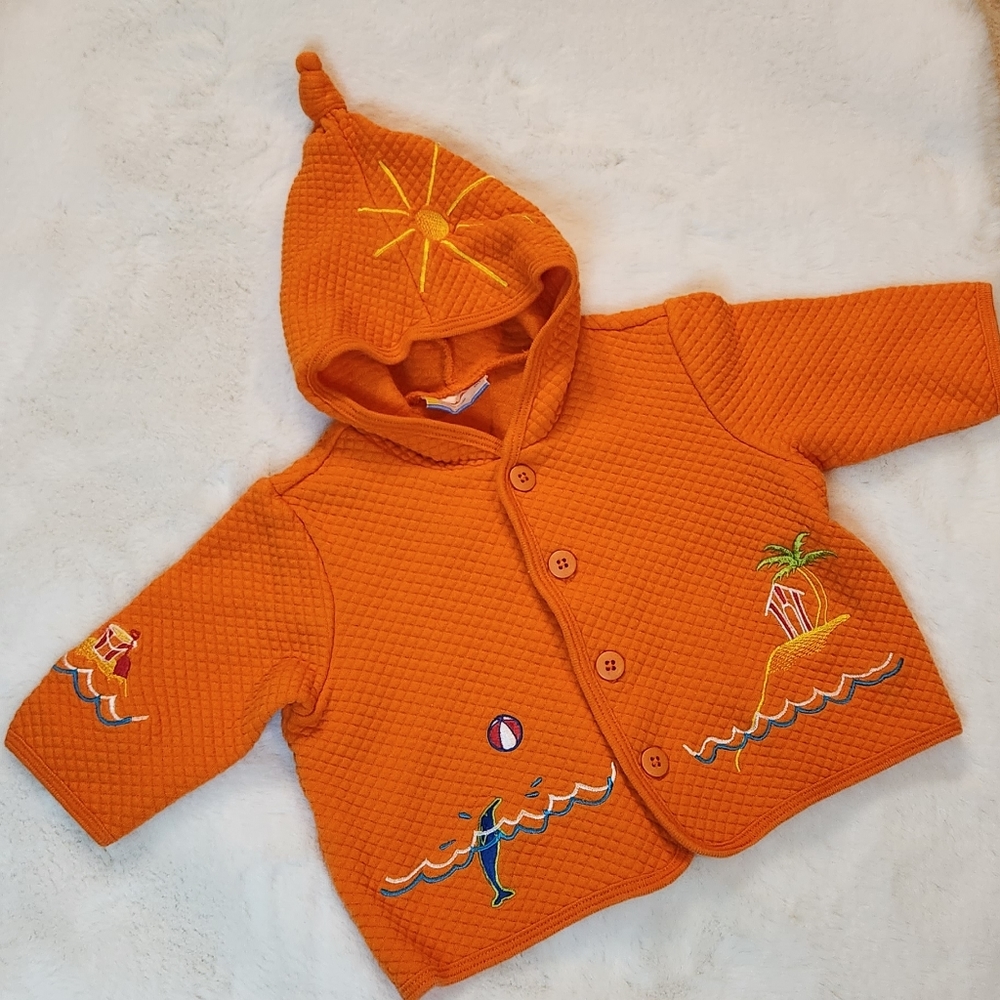 Hanna Andersson Embroidered Quilted Jacket Size 60 (3-6 month) Dolphins Sun